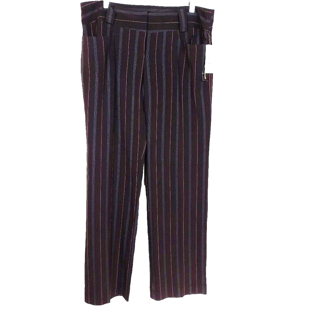 Vtg Y2K Pinstripe Wide Leg Trouser Dress Pant Size 13 Brown Dark Academia Career